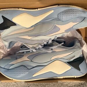 Puma RSX-3. Light Blue and White Sneakers